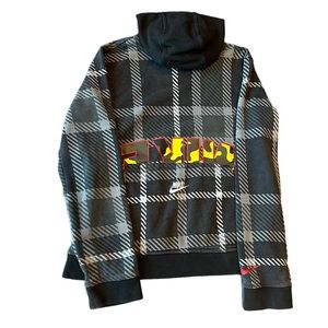 Nike Kids Black and Gray Striped Sweatshirt with Pocket Size Large